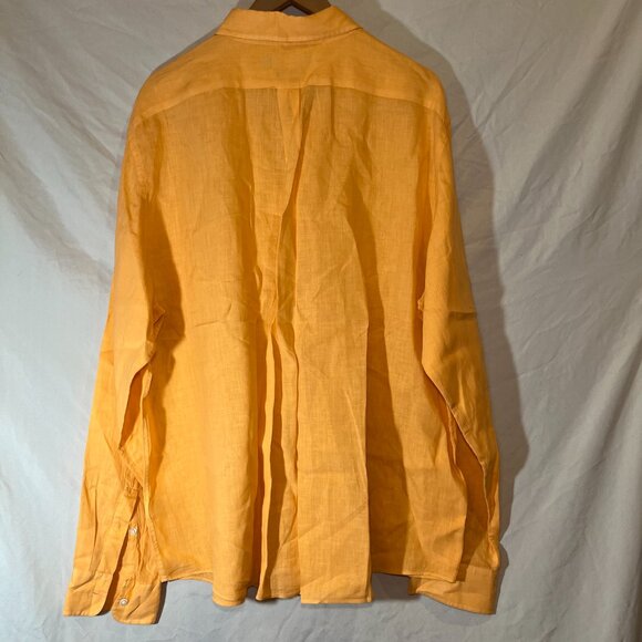 Men's XXL Vineyard Vines Shep & Ian Solid Linen Long Sleeve Shirt Orange - Picture 6 of 6